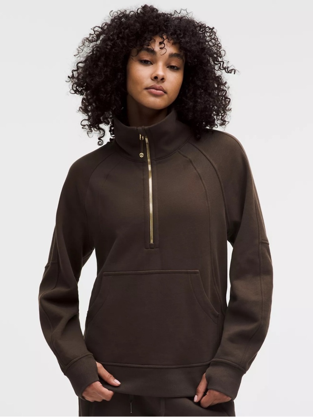 Lululemon Scuba Oversized Funnel-Neck Half Zip *Long Walnut Crunch Gold